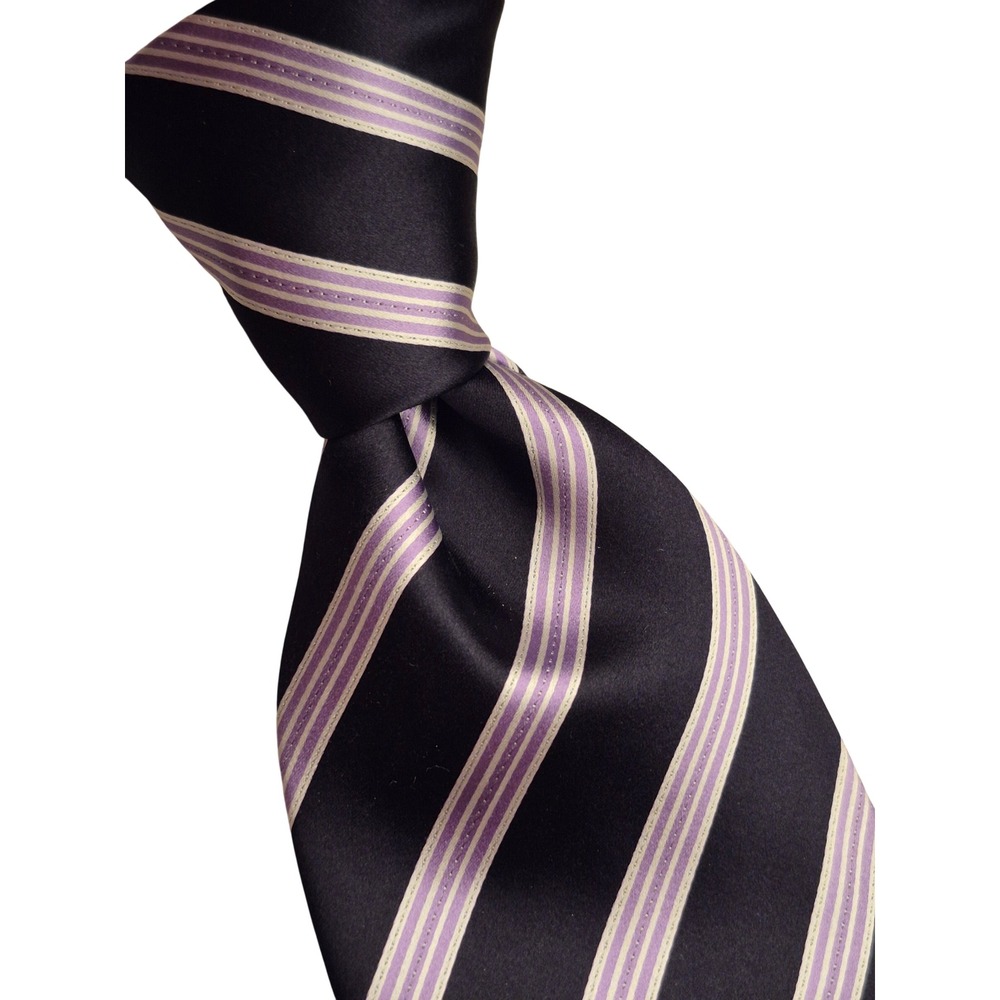 Stefano Ricci Luxury Collection Silk Tie Navy‎ Blue Lilac Striped Swarovski Men